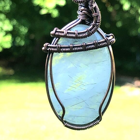 925 Sterling Black Rutilated Quartz Copper Pendant - Picture 4 of 5